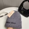 Miu Miu Embroidered Logo Knit Beanie in Grey - luxurydeal