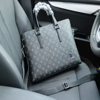 Louis Vuitton Men's Black Calfskin Briefcase - luxurydeal