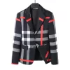 Men Burberry Classic Check Pattern Blazer Black - luxurydeal