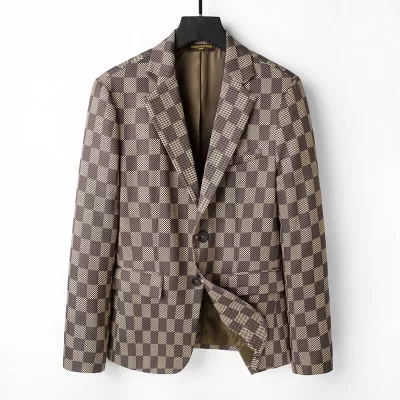 Louis Vuitton Mens Blazer Brown Plaid Check - luxurydeal