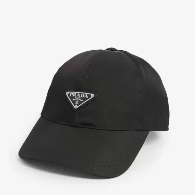 Prada Classic Inverted Triangle Metal Logo Baseball Cap Black - luxurydeal