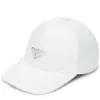 Prada Classic Inverted Triangle Metal Logo Baseball Cap White - luxurydeal