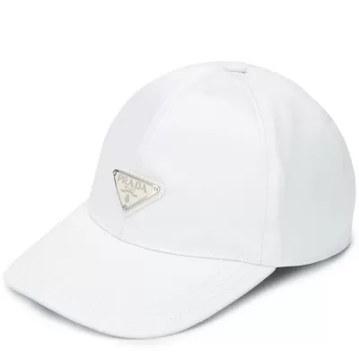 Prada Classic Inverted Triangle Metal Logo Baseball Cap White - luxurydeal