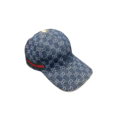 Gucci GG Denim Jacquard Baseball Cap Blue - luxurydeal