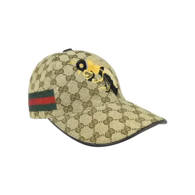 Gucci Embroidered Bee Baseball Cap Khaki - luxurydeal