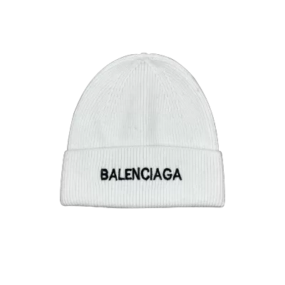 Balenciaga Knit Beanie in White - luxurydeal