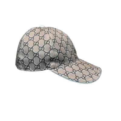 Gucci Silk Print Logo Baseball Cap in Khaki - luxurydeal