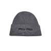 Miu Miu Embroidered Logo Knit Beanie in Grey - luxurydeal