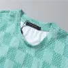 LV Damier Jacquard Short Sleeve Crew Neck T-shirt Green - luxurydeal