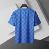 LV Damier Jacquard Short Sleeve Crew Neck T-shirt Blue - luxurydeal