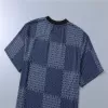 LV Damier Jacquard Short Sleeve Crew Neck T-shirt Royal Blue - luxurydeal