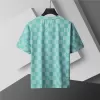 LV Damier Jacquard Short Sleeve Crew Neck T-shirt Green - luxurydeal