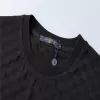 LV Damier Jacquard Short-Sleeved T-Shirt with LV CrystalEmbellishments Black - luxurydeal