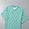 LV Damier Jacquard Short Sleeve Crew Neck T-shirt Green - luxurydeal