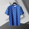 LV Damier Jacquard Short Sleeve Crew Neck T-shirt Blue - luxurydeal