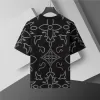 LV Embroidered Vine Motif Cotton T-Shirt Black - luxurydeal