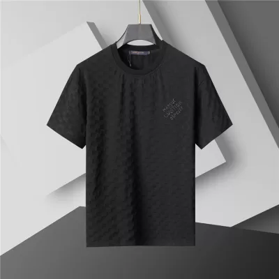 LV Damier Jacquard ShortSleeved T-Shirt Black - luxurydeal