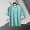 LV Damier Jacquard Short Sleeve Crew Neck T-shirt Green - luxurydeal