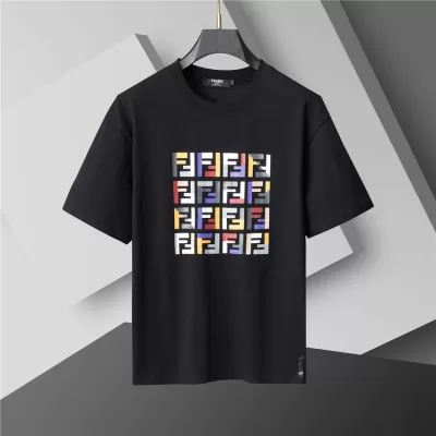 Fendi FF Print Cotton T-Shirt in Black - luxurydeal