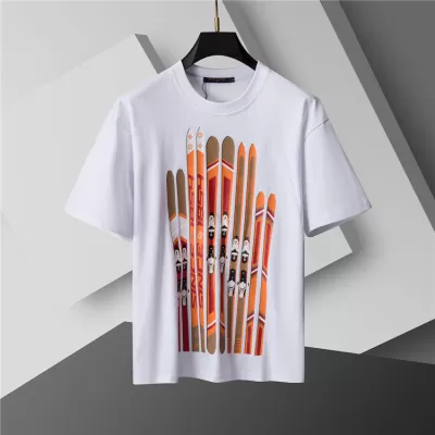 LV Ski Print Cotton T-Shirt Men White - luxurydeal