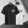 LV Damier Jacquard Short-Sleeved T-Shirt with LV CrystalEmbellishments Black - luxurydeal