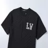 LV Damier Jacquard Short-Sleeved T-Shirt with LV CrystalEmbellishments Black - luxurydeal