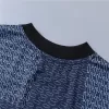 LV Damier Jacquard Short Sleeve Crew Neck T-shirt Royal Blue - luxurydeal