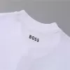 BOSS Logo Printed Cotton T-Shirt in White with Grey Logo - luxurydeal