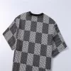 LV Damier Short Sleeve Crew Neck T-shirt with LV Crystal Patch Black - luxurydeal