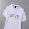 BOSS Logo Printed Cotton T-Shirt in White with Gold Logo - luxurydeal