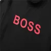 BOSS Logo Printed Cotton T-Shirt in Black with Red Logo - luxurydeal