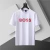 BOSS Logo Printed Cotton T-Shirt in White with Red Logo - luxurydeal