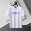 BOSS Logo Printed Cotton T-Shirt in White with Grey Logo - luxurydeal