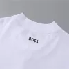 BOSS Logo Printed Cotton T-Shirt in White with Gold Logo - luxurydeal