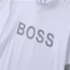 BOSS Logo Printed Cotton T-Shirt in White with Grey Logo - luxurydeal