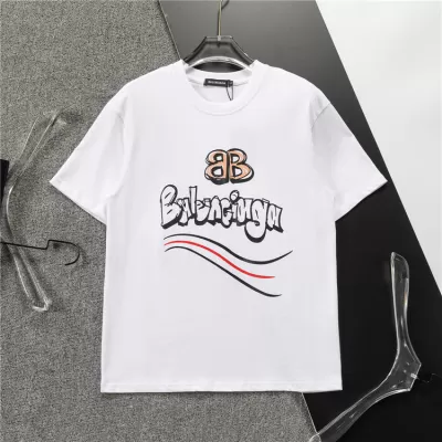 BALENCIAGA Waves logo Crewneck T-shirt Men White - luxurydeal