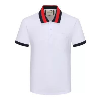 Gucci Men's Cotton Piqué Polo Shirt with Web Stripe Collar - luxurydeal