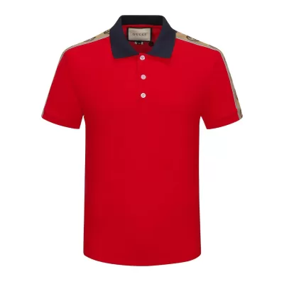 Gucci Men's Taped Logo Polo Shirt in Red - luxurydeal