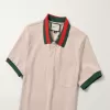 Gucci Men's Cotton Piqué Polo Shirt with Web Stripe Collar - luxurydeal