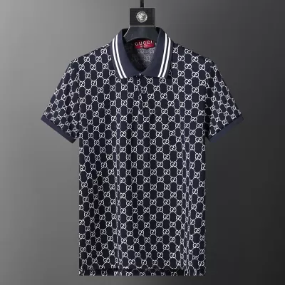 GUCCI GG Cotton Jacquard Polo Shirt Blue - luxurydeal