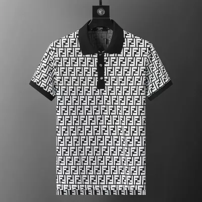 FENDI Monogram-pattern Polo Shirt Black - luxurydeal