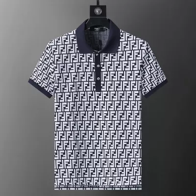 FENDI Monogram-pattern Polo Shirt Blue - luxurydeal