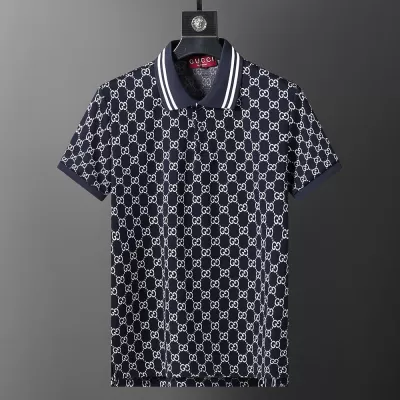 Gucci GG Jacquard Cotton Piquet Polo Shirt Blue - luxurydeal