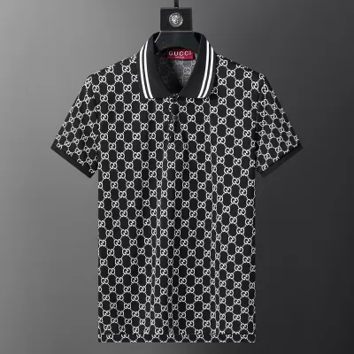 Gucci GG Jacquard Cotton Piquet Polo Shirt Black - luxurydeal