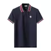 Moncler Striped Collar Cotton Piquet Polo Shirt Dark Blue - luxurydeal