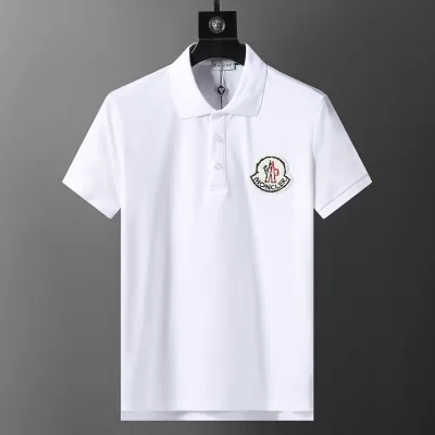 Moncler Pixel Logo Cotton Piquet Polo Shirt White - luxurydeal