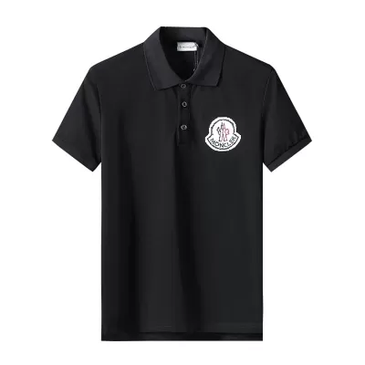 Moncler Pixel Logo Cotton Piquet Polo Shirt Black - luxurydeal