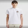 Moncler Pixel Logo Cotton Piquet Polo Shirt White - luxurydeal